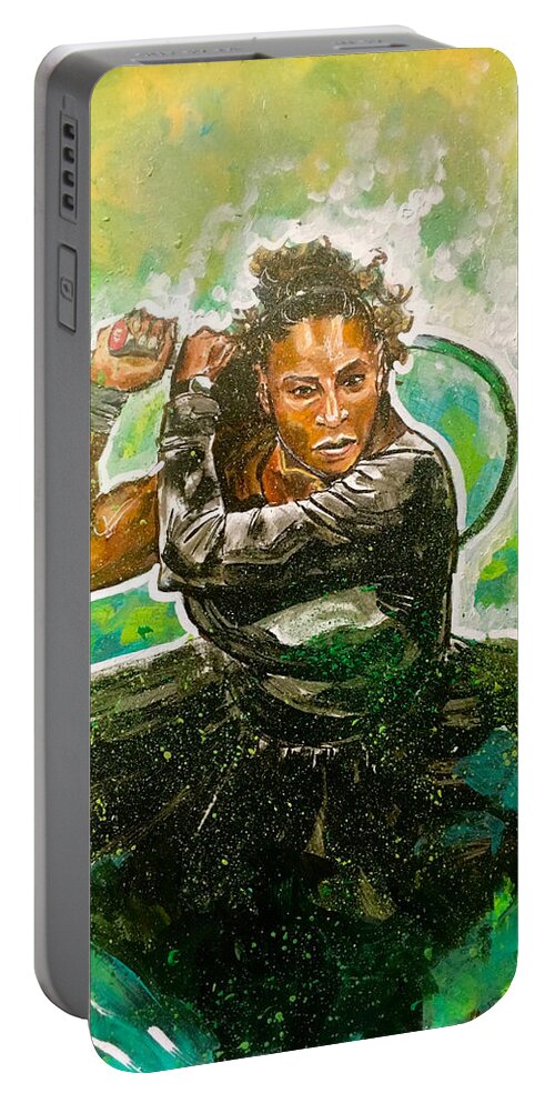 Serena Williams Portable Battery Charger featuring the painting Mama Said Knock You Out by Joel Tesch