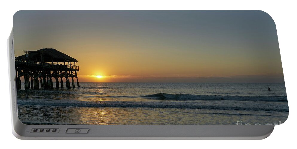 Sunrise Portable Battery Charger featuring the photograph Man and the Sea by Brian Kamprath