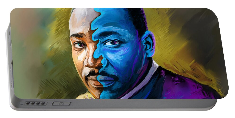 Kenya Portable Battery Charger featuring the painting Man of All Seasons by Anthony Mwangi