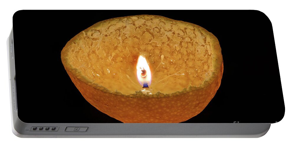 Mandarin Portable Battery Charger featuring the photograph Mandarin fruit converted to lamp II by George Atsametakis