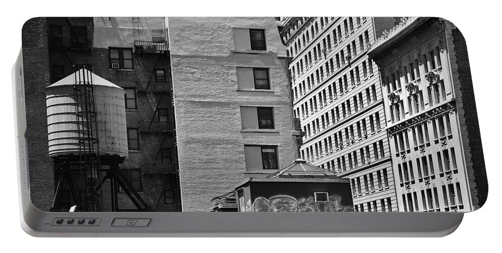 Water Tank Portable Battery Charger featuring the photograph Manhattan Rooftops - No.3 by Steve Ember