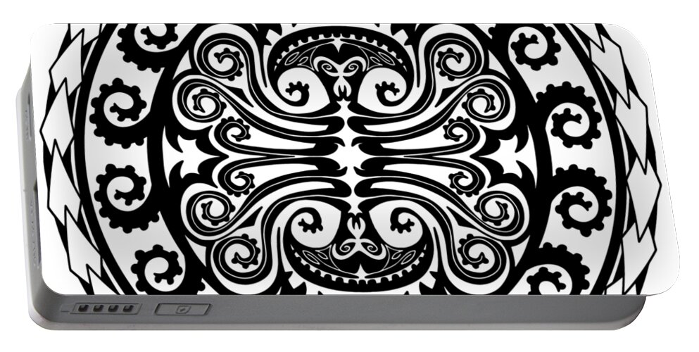 Maori Portable Battery Charger featuring the digital art Maori Octopus by Piotr Dulski