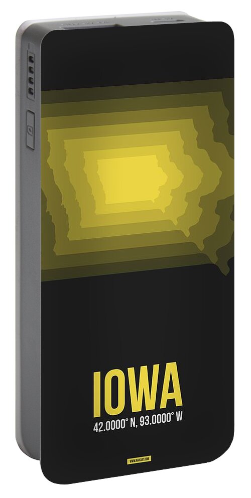 Iowa Portable Battery Charger featuring the digital art Map of Iowa by Naxart Studio