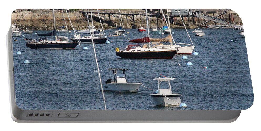 Boats Portable Battery Charger featuring the photograph Marblehead Life by Laura Smith