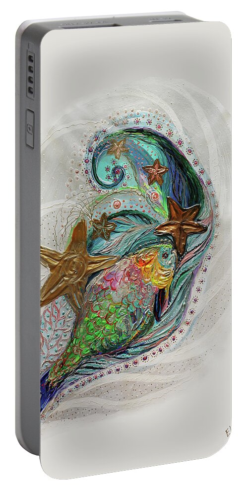 Sea Life Portable Battery Charger featuring the painting Mare Nostrum #5 by Elena Kotliarker