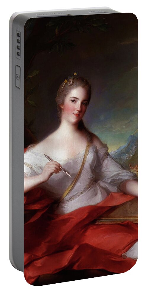 Marie-geneviève Boudrey As A Muse Portable Battery Charger featuring the painting Marie Genevieve Boudrey As A Muse by Jean Marc Nattier by Rolando Burbon