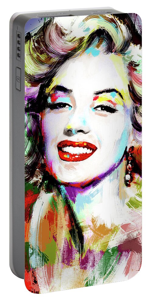 Marilyn Portable Battery Charger featuring the painting Marilyn Monroe drawing by Stars on Art