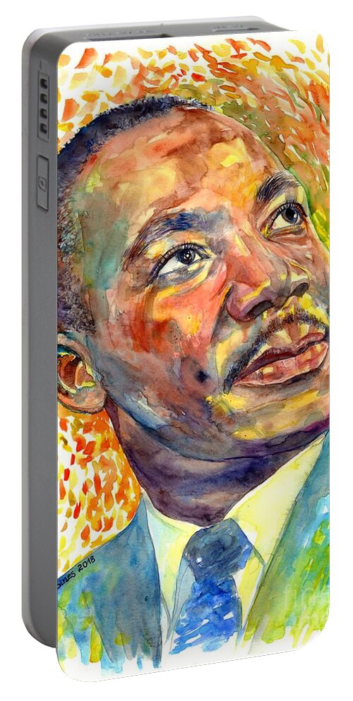 Martin Luther King Jr Portable Battery Charger featuring the painting Martin Luther King Jr portrait by Suzann Sines