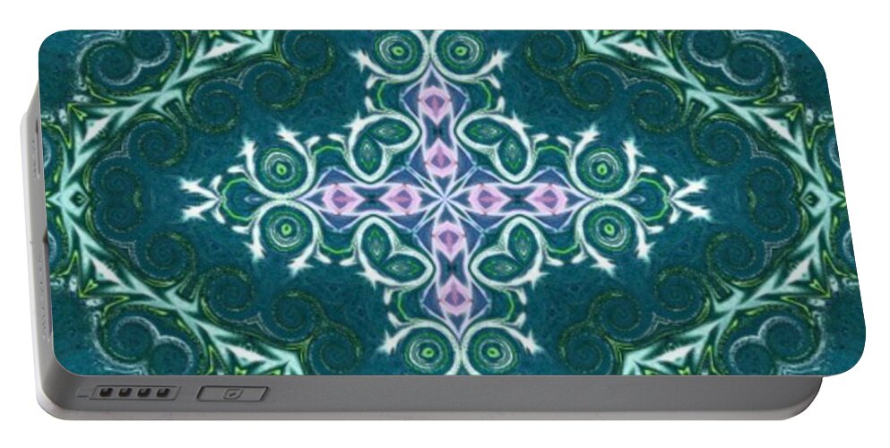 Blue Portable Battery Charger featuring the digital art Merrymas by Designs By L