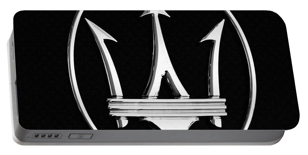 Maserati Portable Battery Charger featuring the photograph Maserati's Trident badge by Stefano Senise