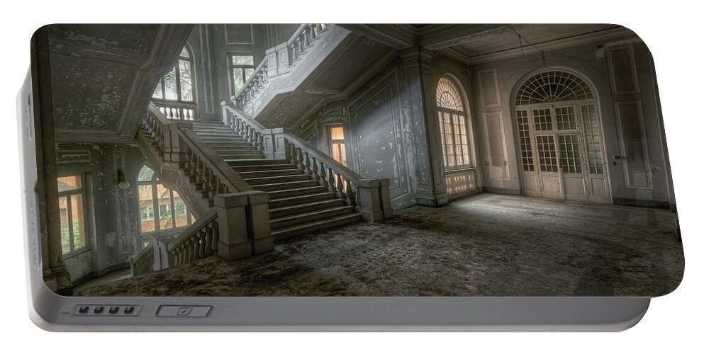 Urban Portable Battery Charger featuring the photograph Massive Staircase by Roman Robroek