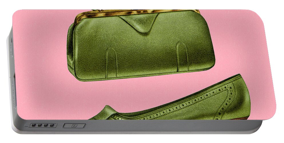 Accessories Portable Battery Charger featuring the drawing Matching Green Pumps and Handbag by CSA Images