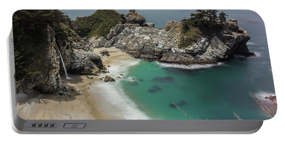 Waterfall Portable Battery Charger featuring the photograph McWay waterfall, Big Sur, California by Julieta Belmont