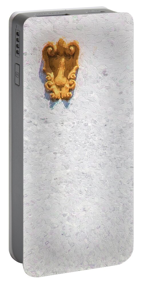 Wall Sconce Portable Battery Charger featuring the photograph Medieval Yellow Wall Sconce by David Letts