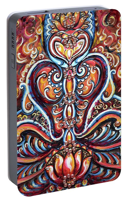 Yoga Portable Battery Charger featuring the painting Meditation by Harsh Malik