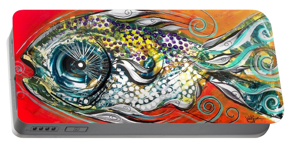 Fish Portable Battery Charger featuring the painting Mediterranean Fish by J Vincent Scarpace
