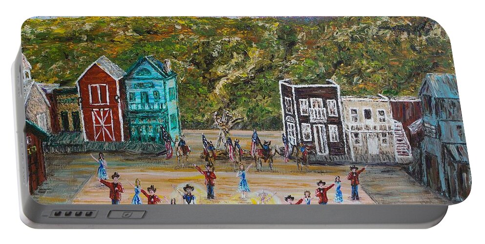 Medora Portable Battery Charger featuring the painting Medora Finale SOLD by Linda Donlin