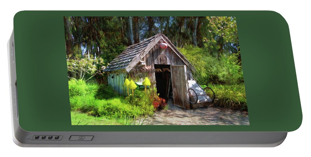 Mendocino Botanical Gardens Portable Battery Charger featuring the photograph Mendocino Botanical Garden Shed by Thom Zehrfeld