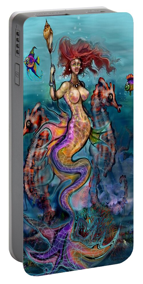 Acanvas Portable Battery Charger featuring the digital art Meremaid by Kevin Middleton