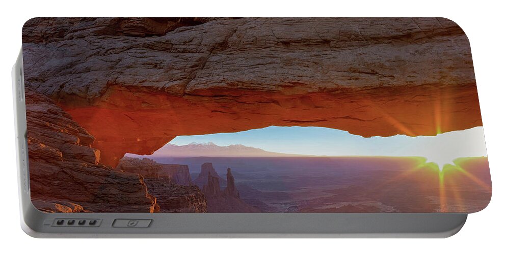 00586244 Portable Battery Charger featuring the photograph Mesa Arch, Canyonlands National Park, Utah by Tim Fitzharris