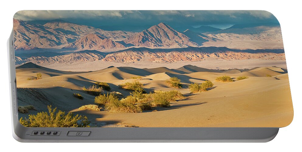 Amargosa Range Portable Battery Charger featuring the photograph Mesquite Flat Sand Dunes at Sunset by Jeff Goulden