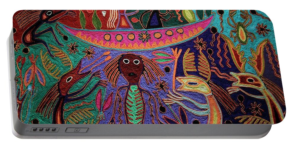 America Portable Battery Charger featuring the painting Mexico.Mexico city.National Museum of Anthropology. Huichol art. by Album