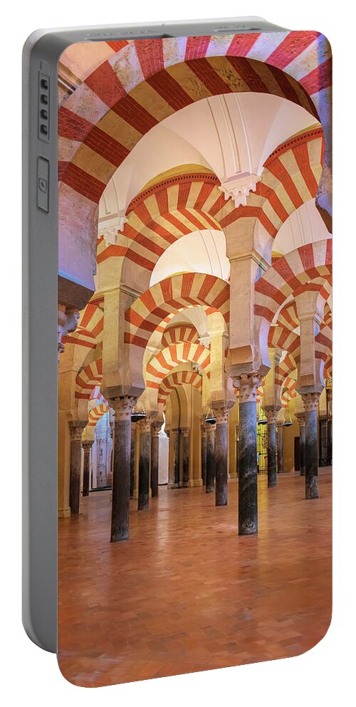 Joan Carroll Portable Battery Charger featuring the photograph Mezquita Interior Cordoba Spain by Joan Carroll