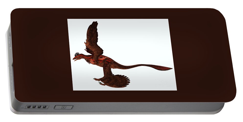 Microraptor Portable Battery Charger featuring the digital art Microraptor Side Profile by Corey Ford