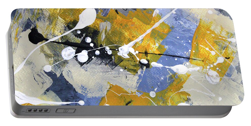 Modern Design Portable Battery Charger featuring the painting Microscope 1 by Nancy Merkle