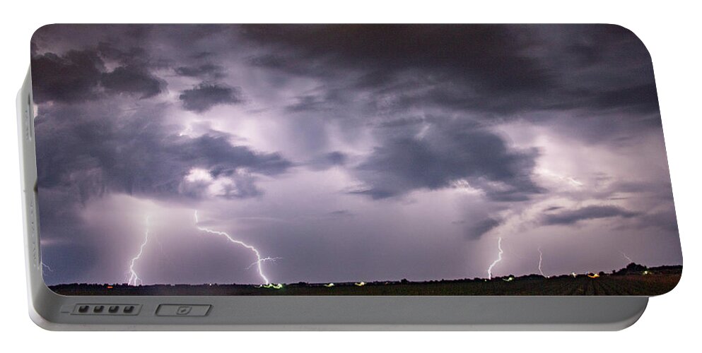 Nebraskasc Portable Battery Charger featuring the photograph Mid July Nebraska Lightning 007 by Dale Kaminski