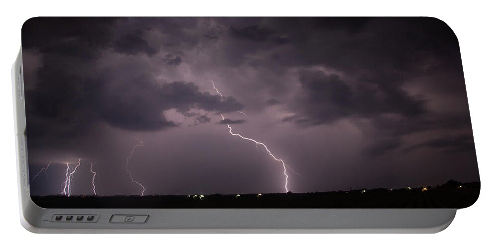 Nebraskasc Portable Battery Charger featuring the photograph Mid July Nebraska Lightning 008 by Dale Kaminski