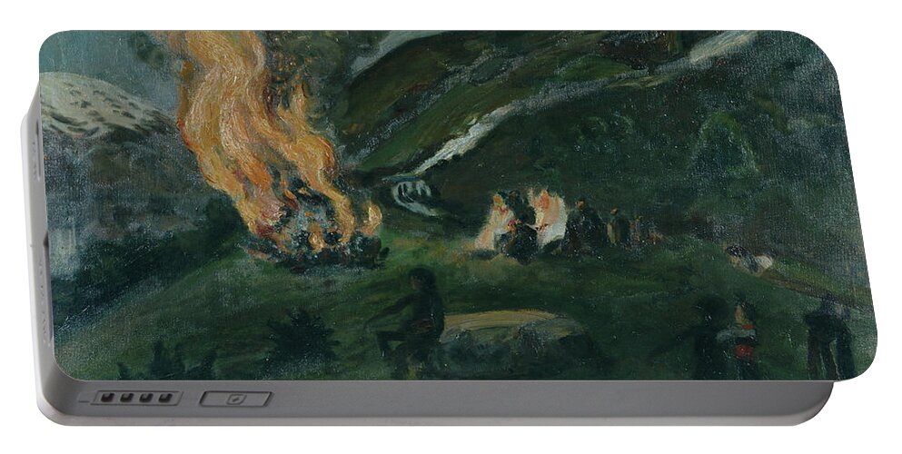 Festival Portable Battery Charger featuring the painting Midsummer Fire, 1902 By N Astrup by Nikolai Astrup