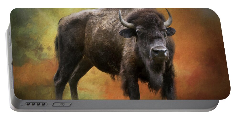 Buffalo Portable Battery Charger featuring the photograph Mighty Bison by Randall Allen