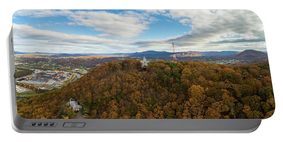 Panoramic Portable Battery Charger featuring the photograph Mill Mountain in Fall by Star City SkyCams