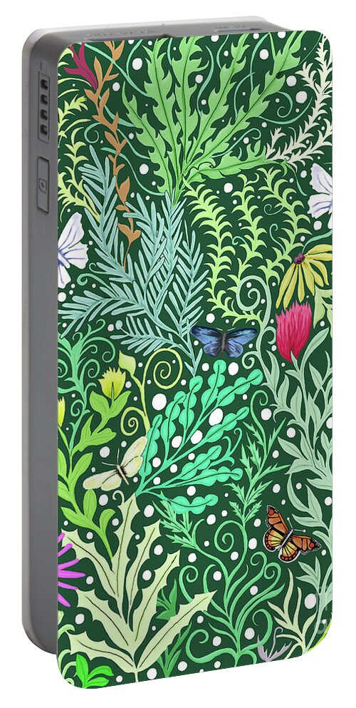 Lise Winne Portable Battery Charger featuring the mixed media Millefleurs by Lise Winne
