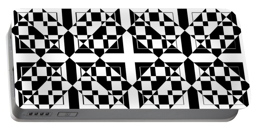 Black & White Portable Battery Charger featuring the digital art Mind Games 71 se by Mike McGlothlen