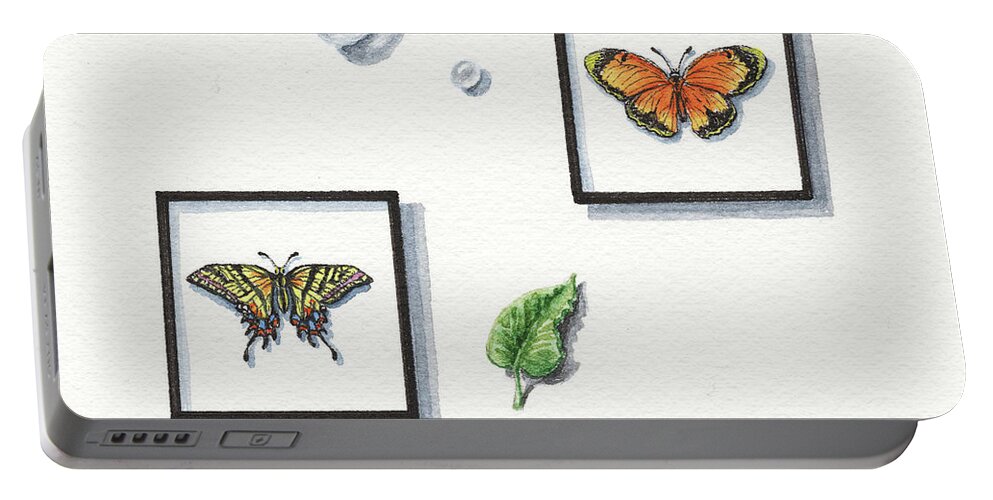 Miniature Portable Battery Charger featuring the painting Miniature Watercolor Butterfly Collection by Irina Sztukowski