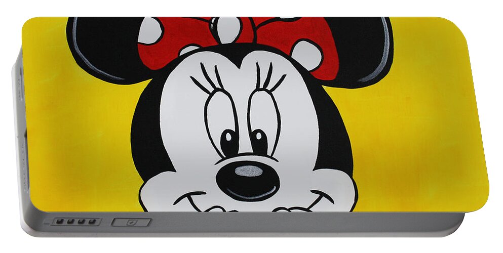 Minnie Mouse Painting Portable Battery Charger featuring the painting MINNIE MOUSE Yellow by Kathleen Artist PRO