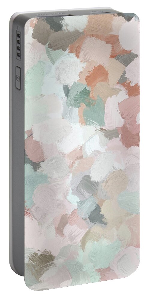 Blush Pink Portable Battery Charger featuring the painting Minty Kisses by Rachel Elise