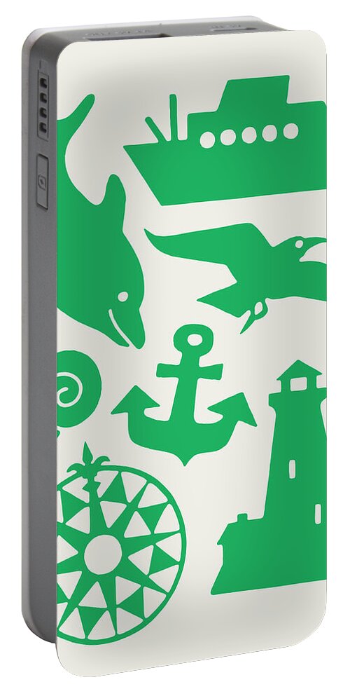 Activity Portable Battery Charger featuring the drawing Miscellaneous Ocean Related Objects by CSA Images