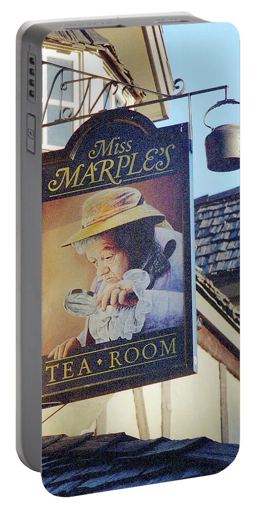 Miss Marples Portable Battery Charger featuring the photograph Miss Marples Tea Room by Jerry Griffin