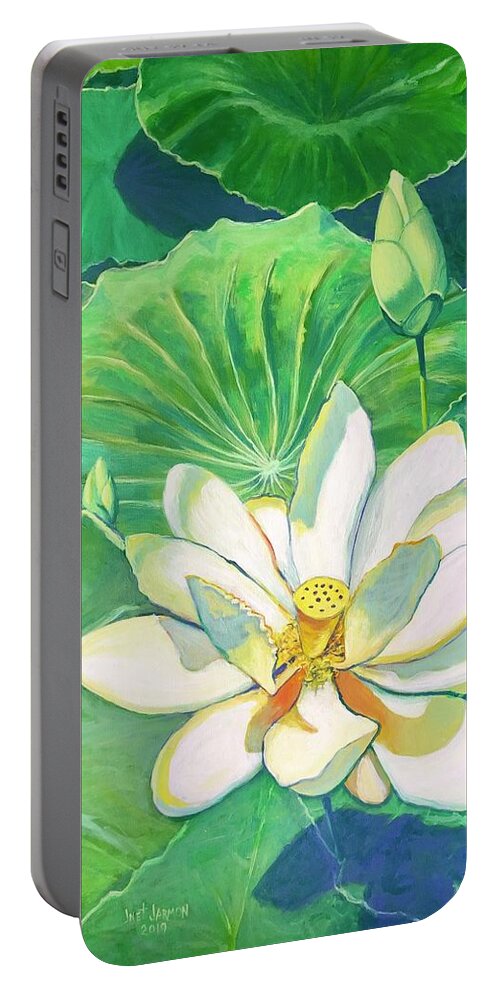 Water Portable Battery Charger featuring the painting Mississippi Water Lily by Jeanette Jarmon