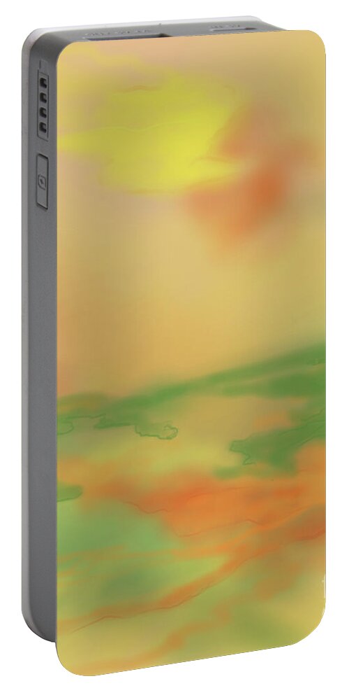 Misty Morning Sunrise Portable Battery Charger featuring the digital art Misty Morning Sunrise by Annette M Stevenson