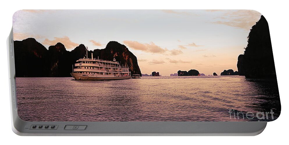 Vietnam Portable Battery Charger featuring the photograph Mixed Tones Gulf of Tonkin Au Co Cruise by Chuck Kuhn