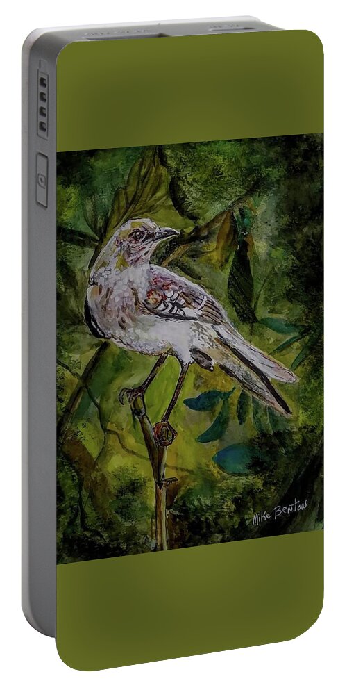 Mocking Bird Portable Battery Charger featuring the painting Mocking Bird by Mike Benton