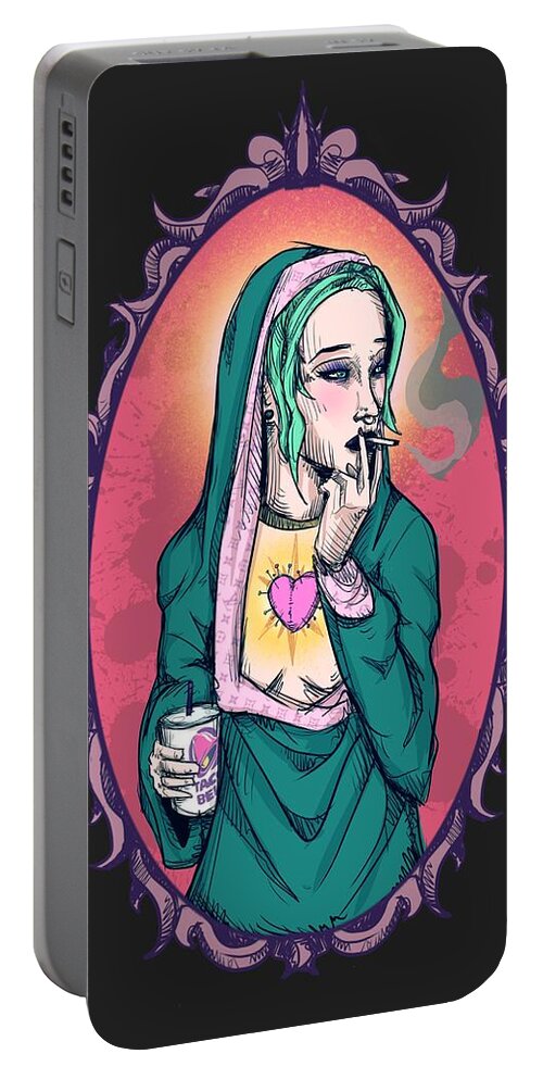 Modern Mary Portable Battery Charger featuring the drawing Modern Mary by Ludwig Van Bacon