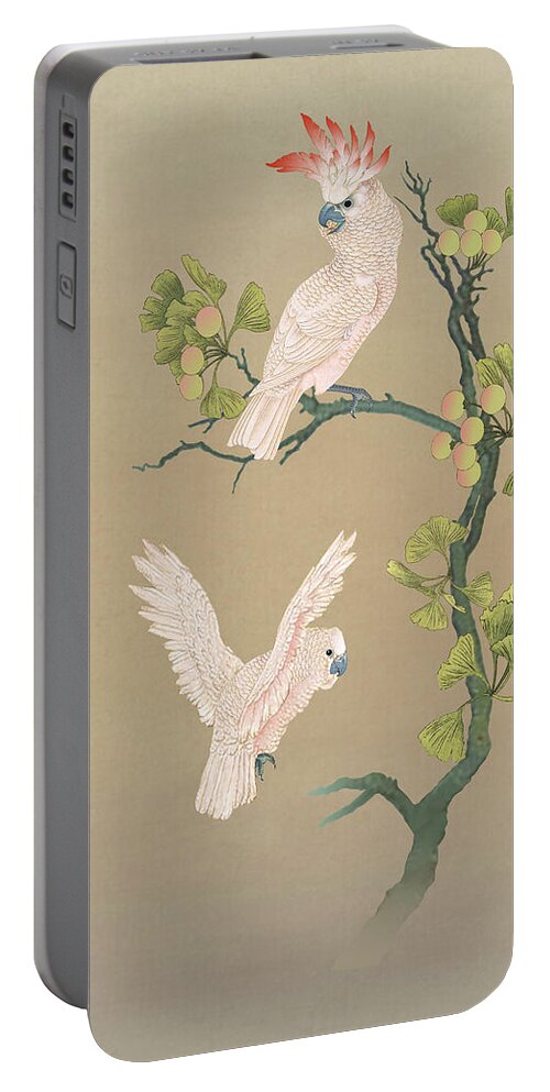 Birds Portable Battery Charger featuring the digital art Moluccan Cockatoos by M Spadecaller