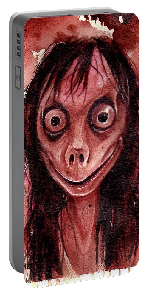 Ryan Almighty Portable Battery Charger featuring the painting MOMO dry blood by Ryan Almighty