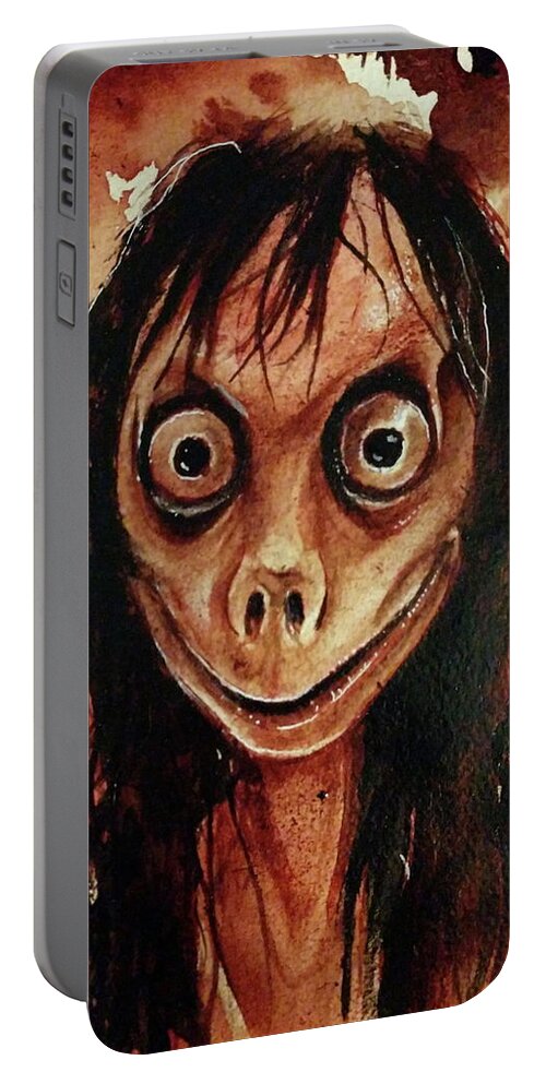 Ryan Almighty Portable Battery Charger featuring the painting MOMO fresh blood by Ryan Almighty