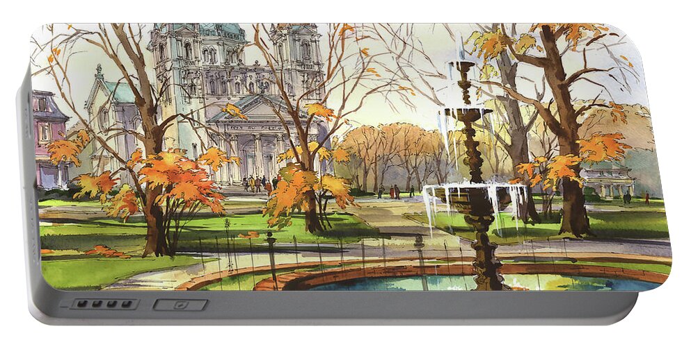 Autumn Portable Battery Charger featuring the photograph Monroe Park by Maria Rabinky